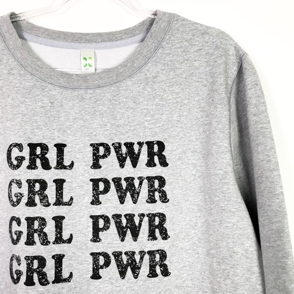 Green Tea GRL PWR Grey Sweatshirt B17/33 - Picture 3 of 9